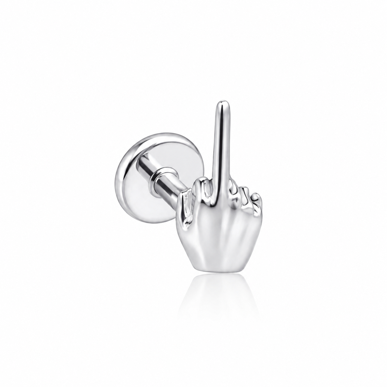 Piercing middle finger plateado titanio