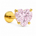 Piercing corazón rosa 6mm titanio