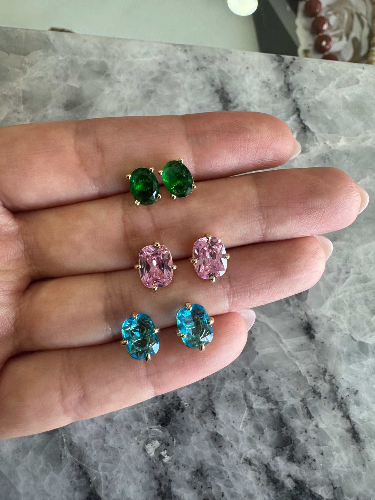 Green donna studs