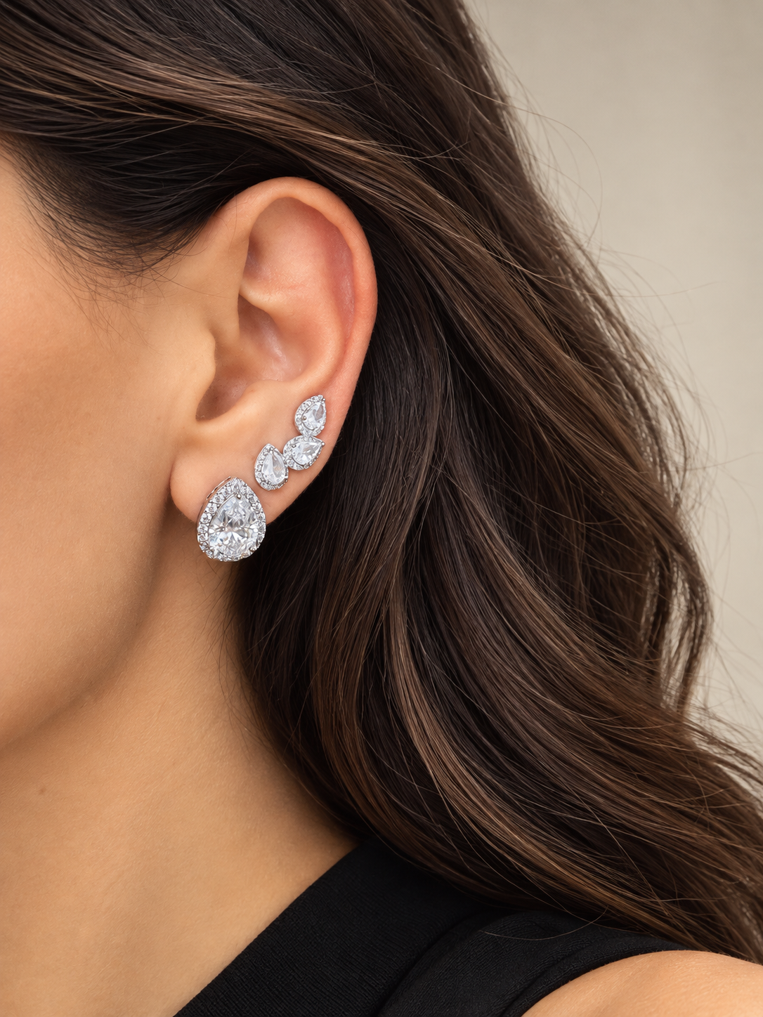 Silver pear studs