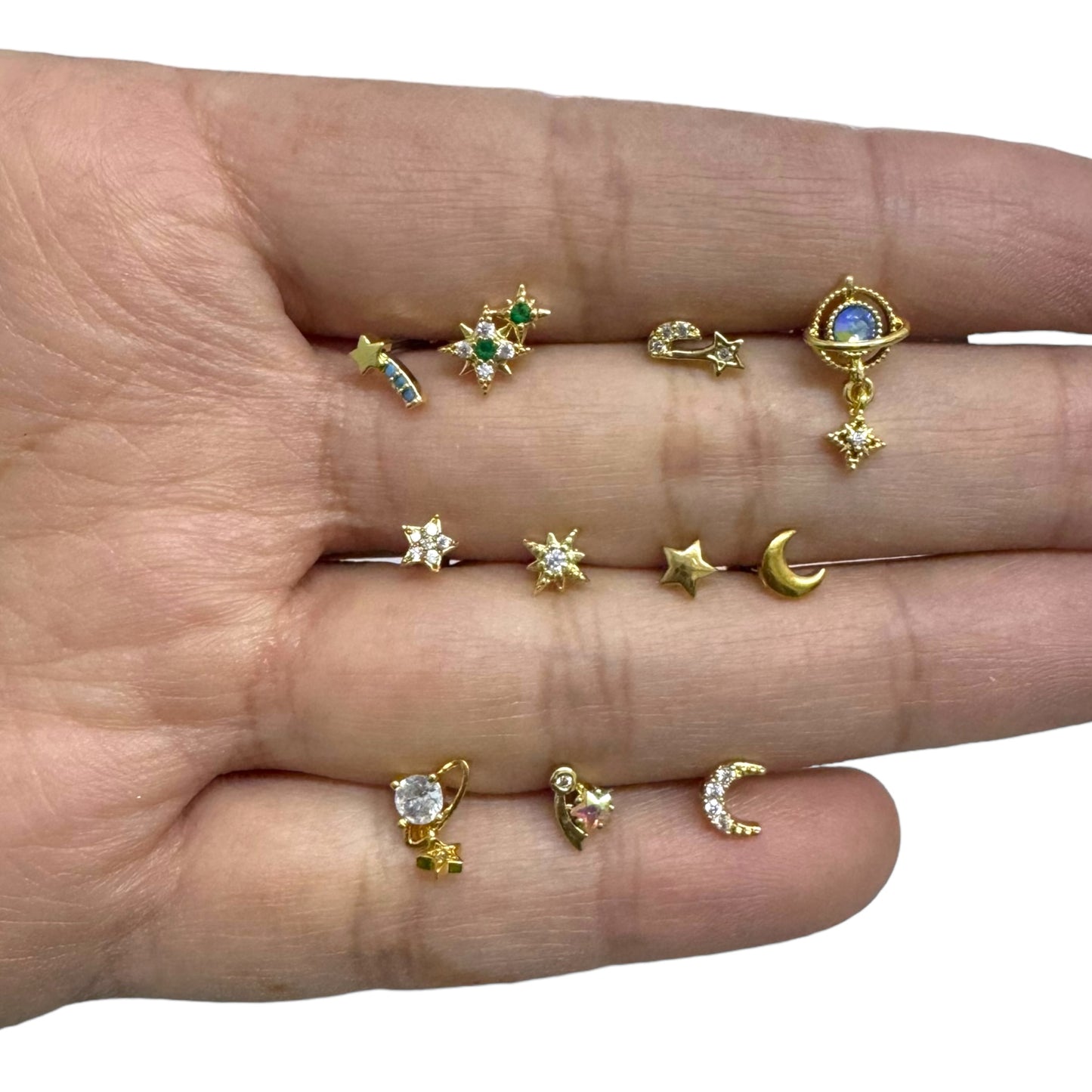Piercing mini luna y estrella pave