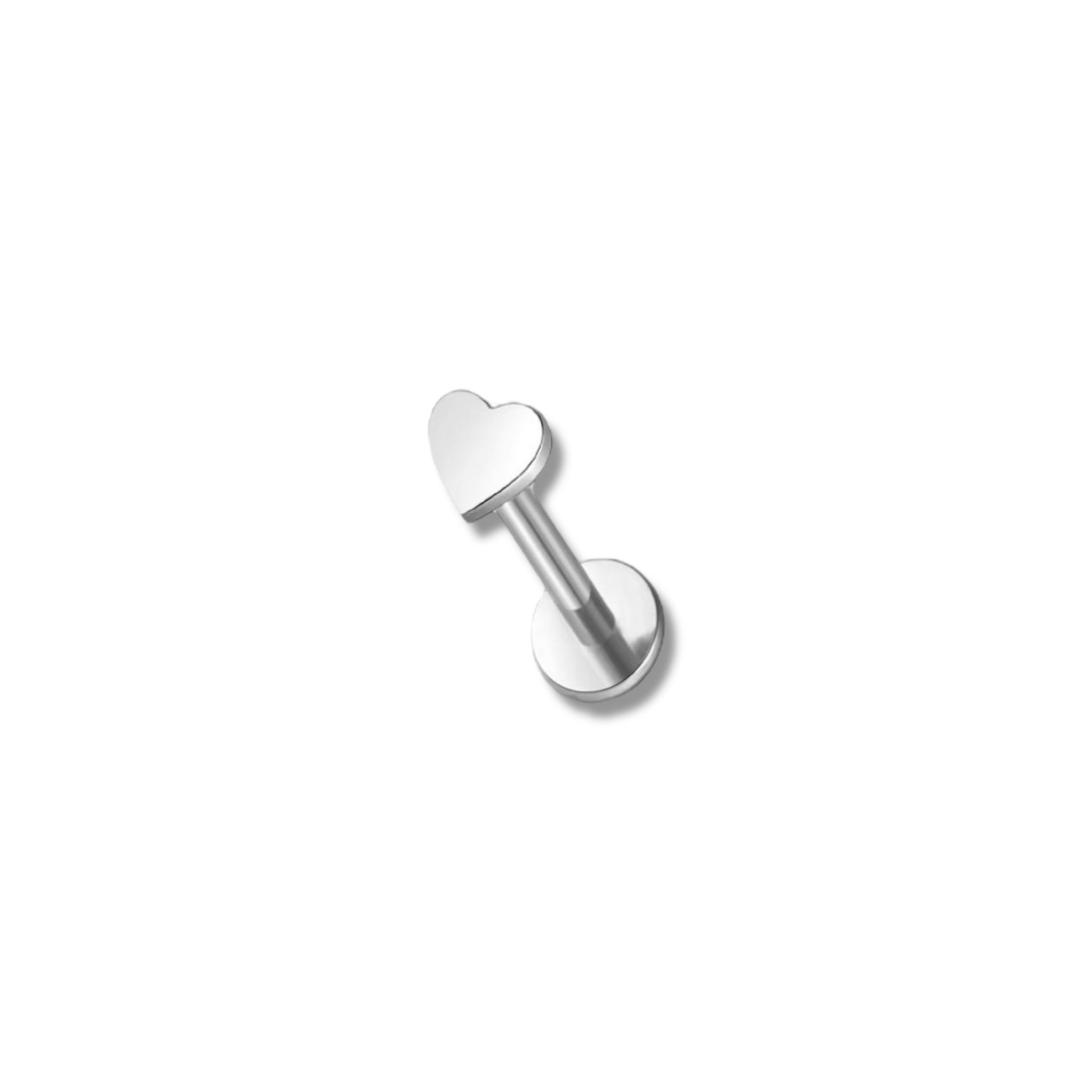 Piercing corazón liso plateado titanio