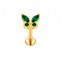 Piercing mariposa verde titanio
