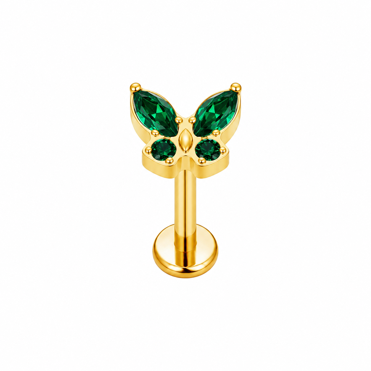 Piercing mariposa verde titanio