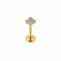 Piercing mini flor de 4 celeste titanio