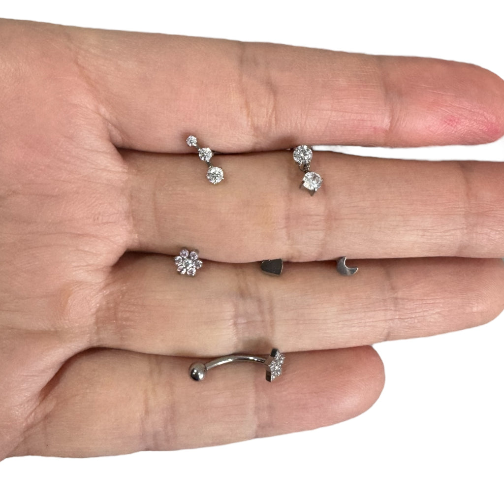 Piercing zirconia colgante plateado titanio