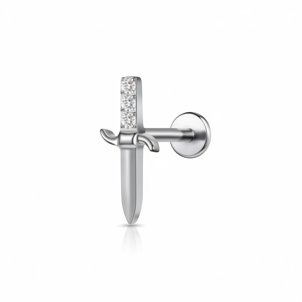 Piercing espada plateada titanio