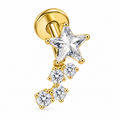 Piercing caminera de estrella y zirconias titanio