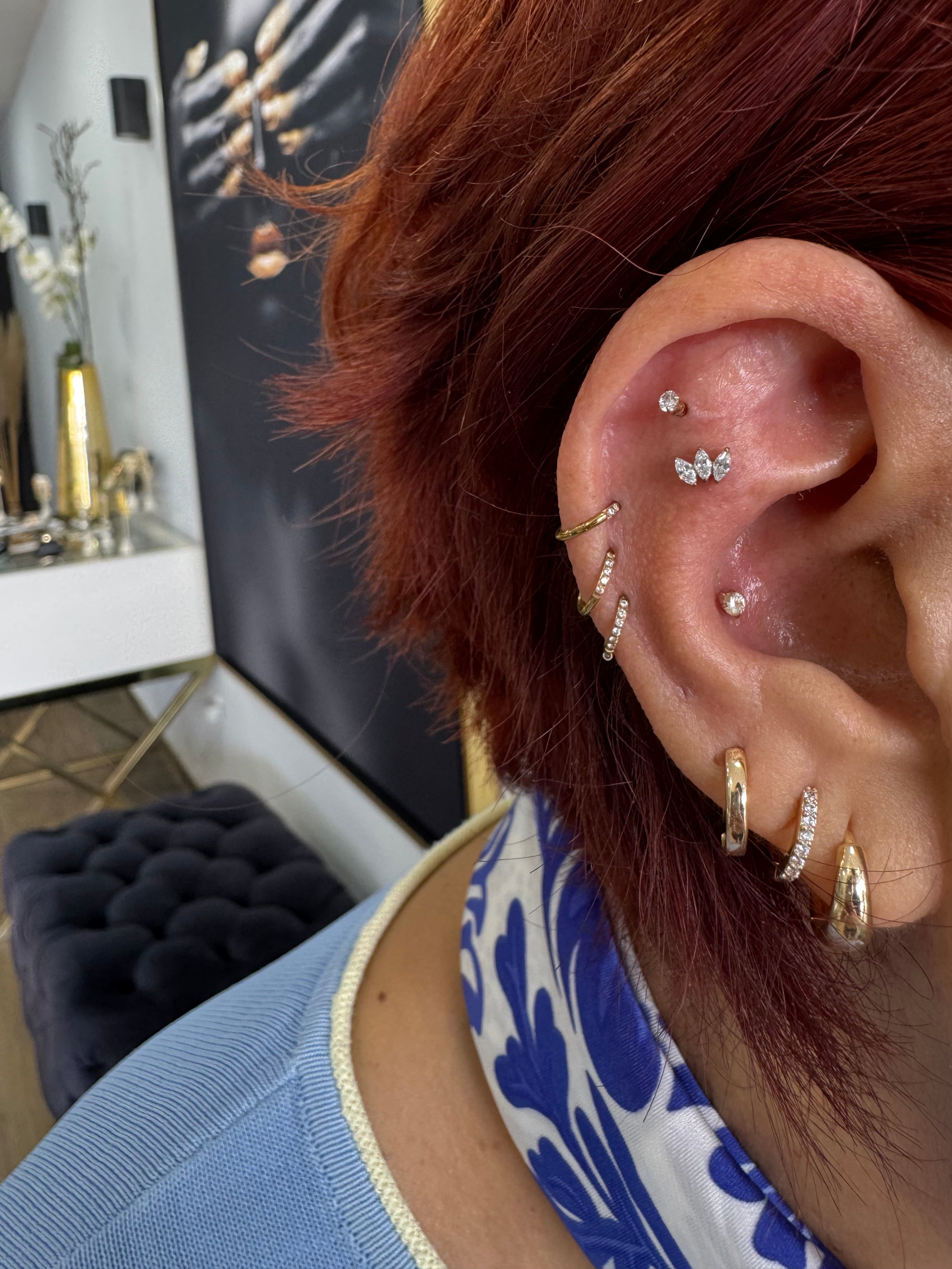Piercing corona de 3 blanca titanio