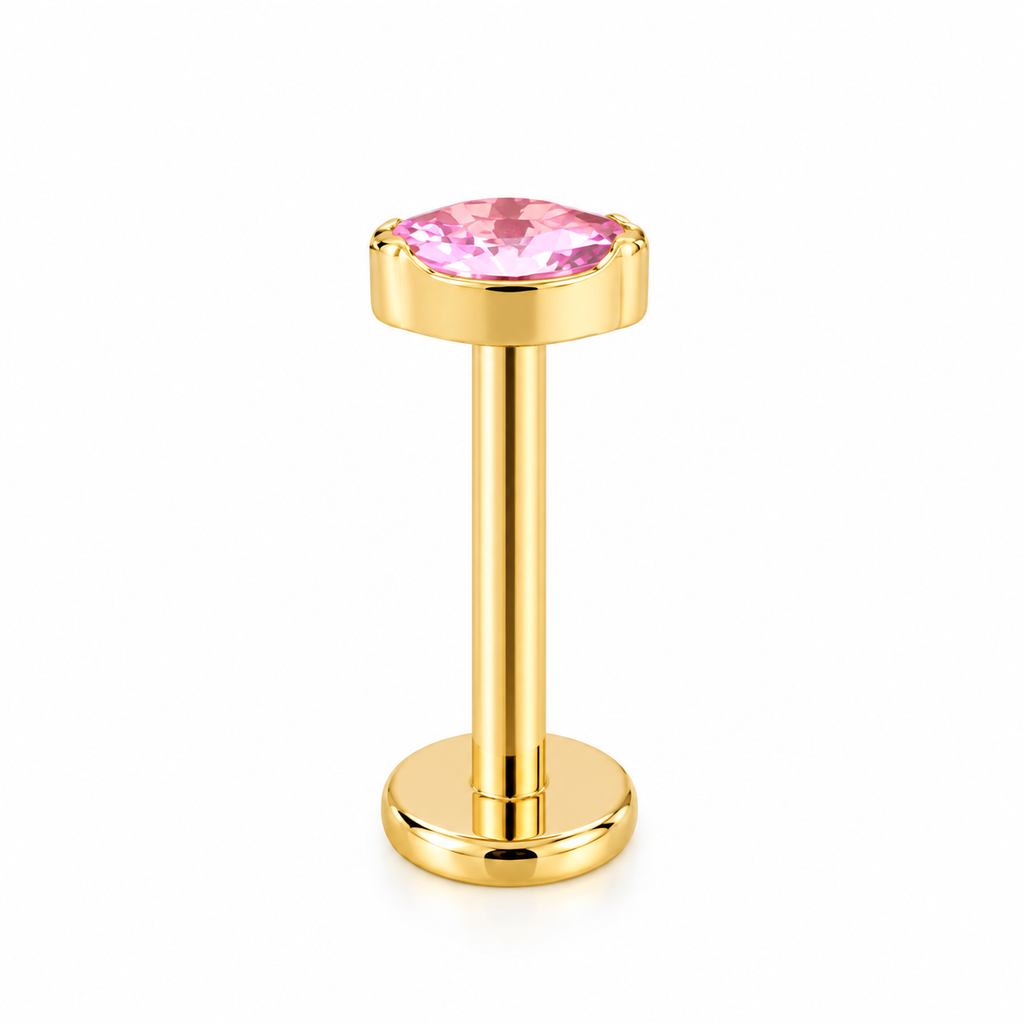 Piercing ovalo rosa titanio