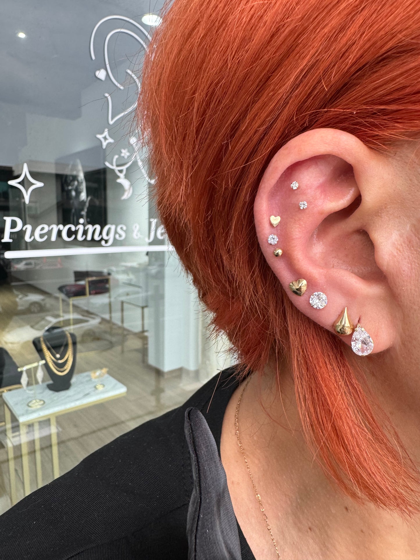 Piercing gota blanca oro 10k