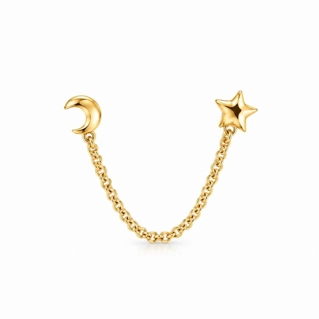 Piercing luna y estrella cadena