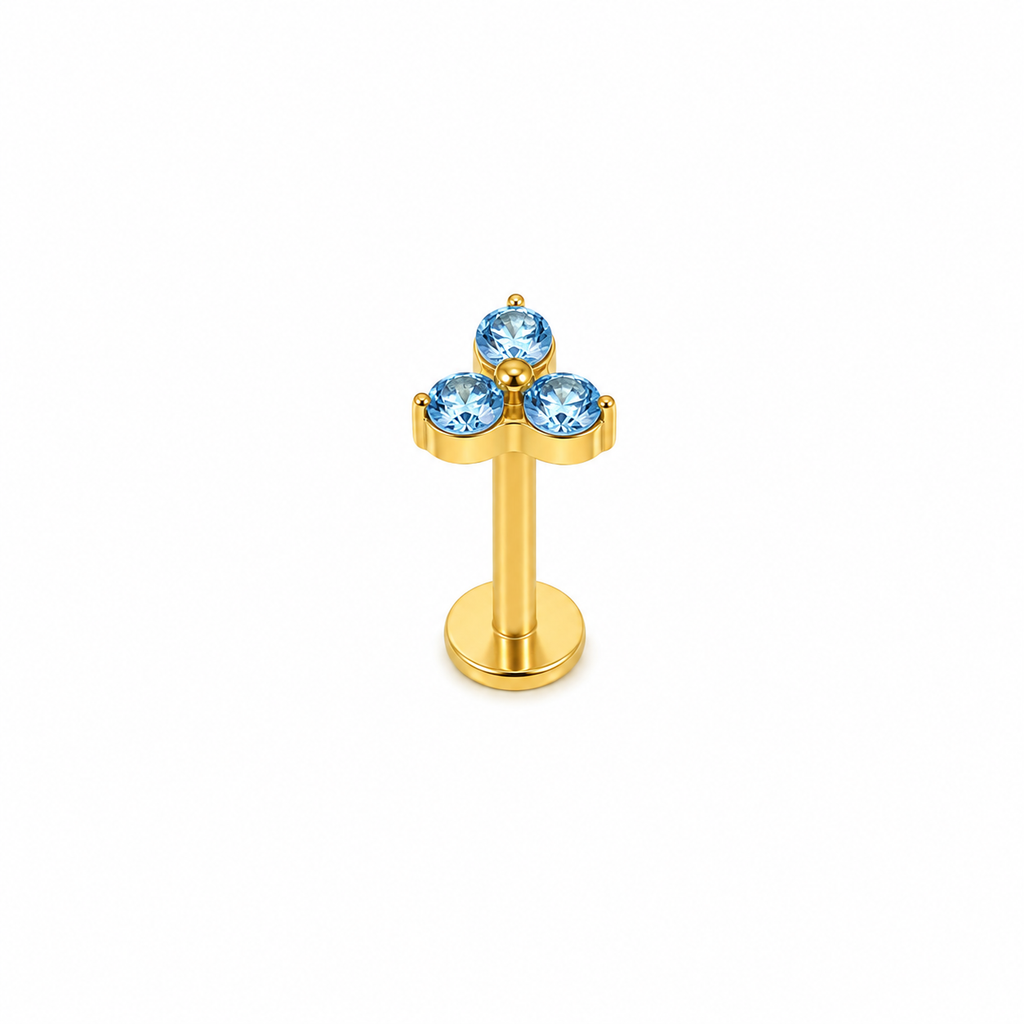 Piercing trébol celeste titanio