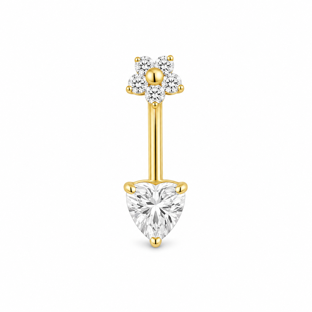 Piercing estrella y corazon ombligo titanio