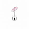 Piercing ovalo rosa plateado titanio