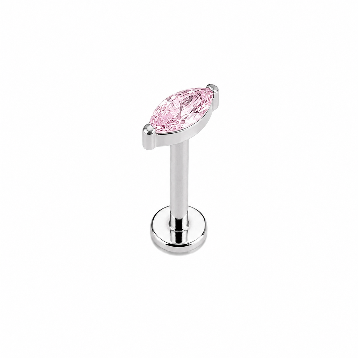 Piercing ovalo rosa plateado titanio