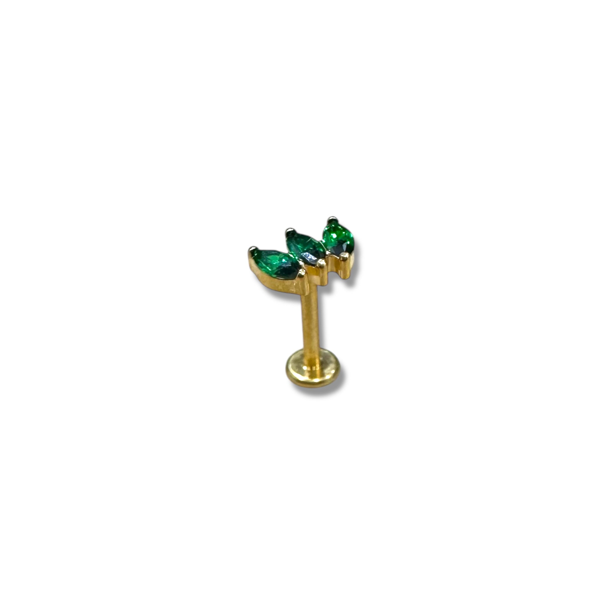 Piercing Corona de 3 verde titanio
