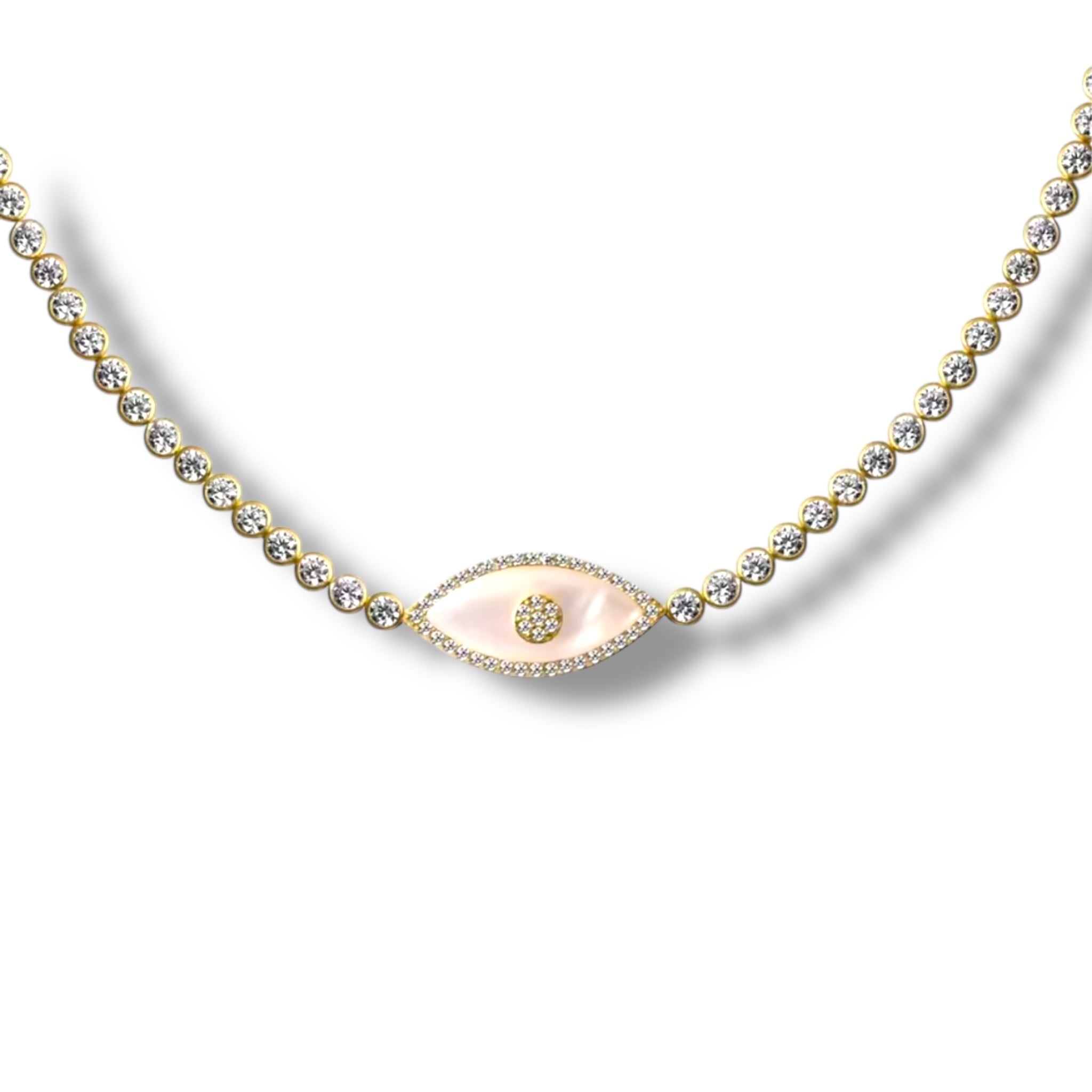 White evil eye necklace