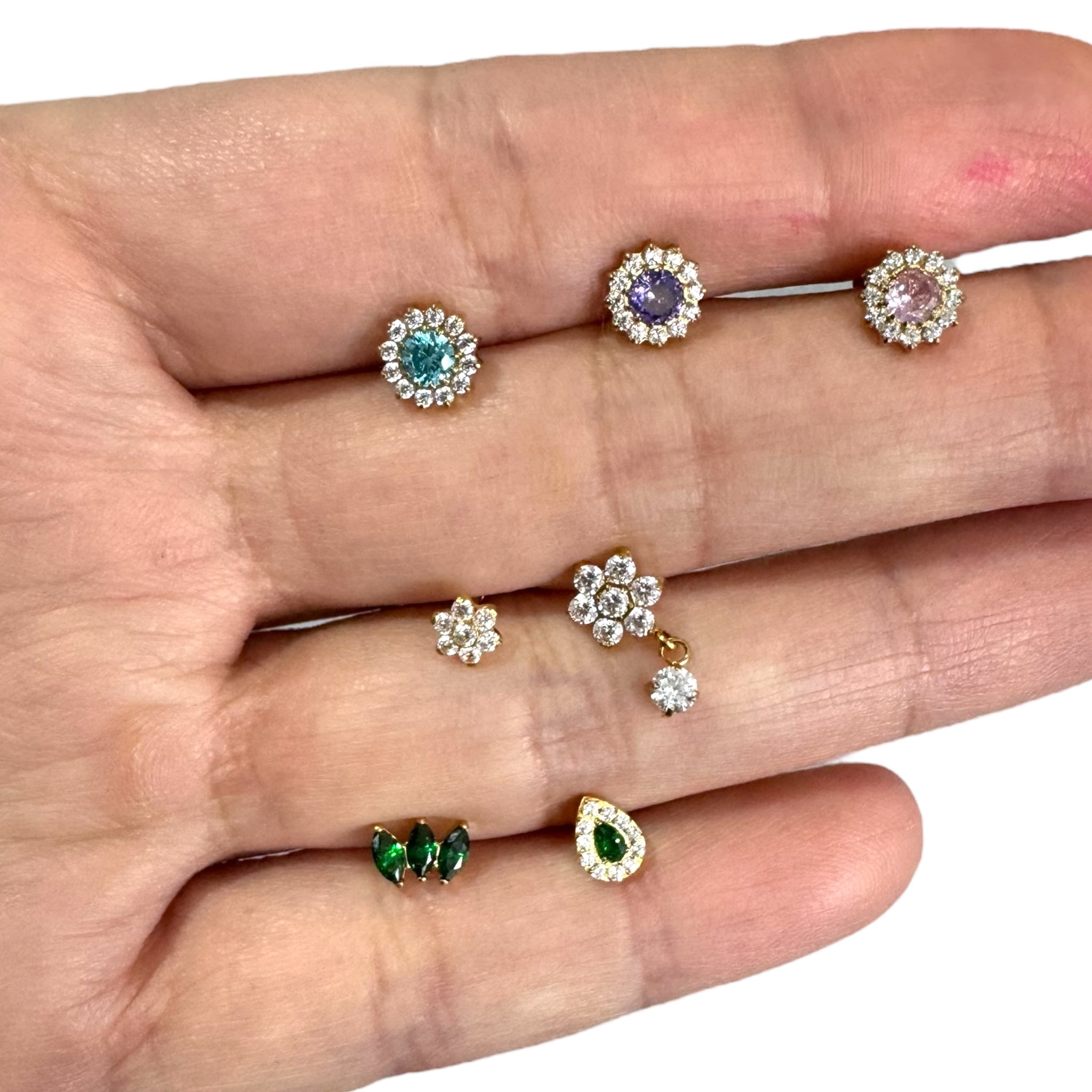 Piercing green luxe titanio