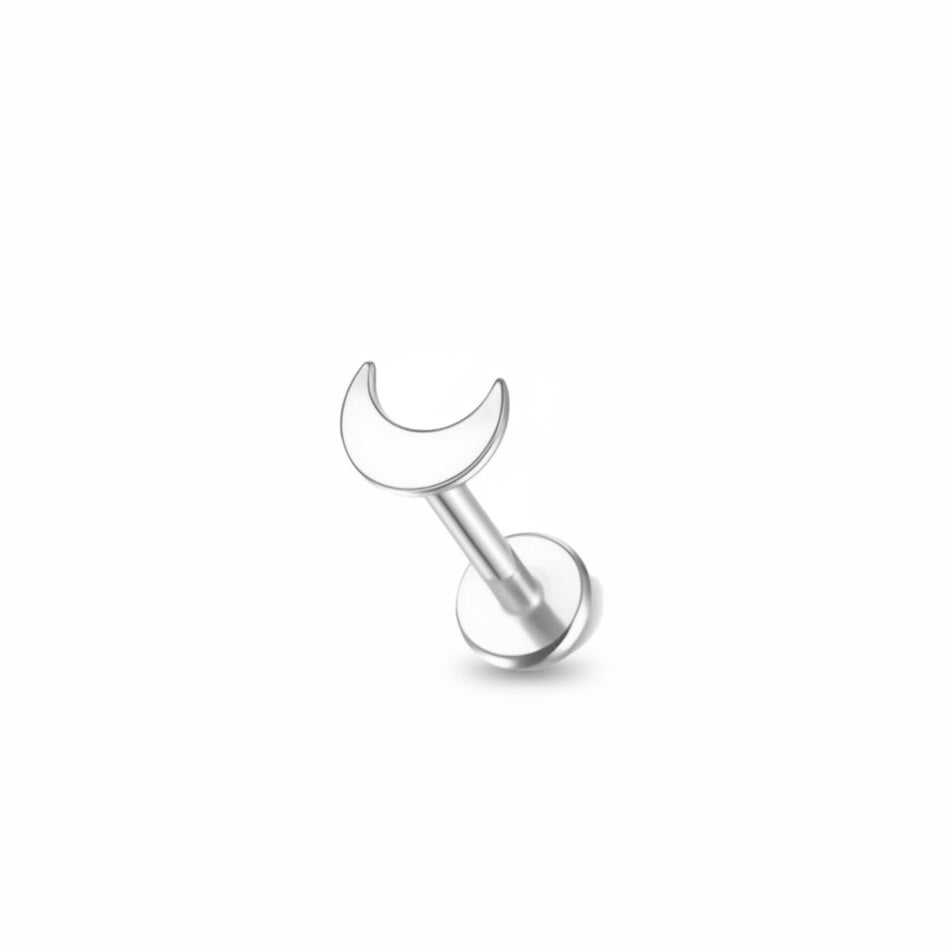 Piercing mini luna lisa plateada titanio