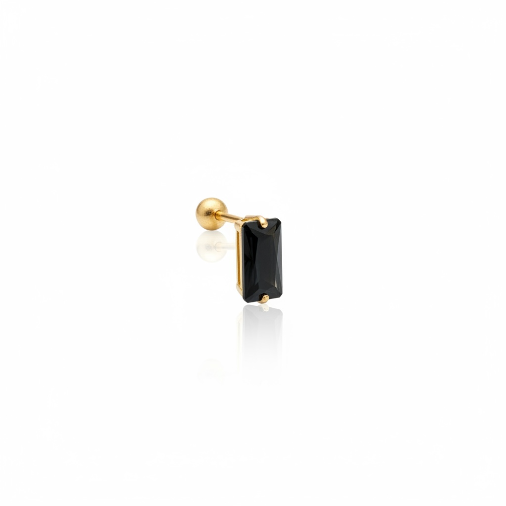 Piercing rectangulo negro oro 10k