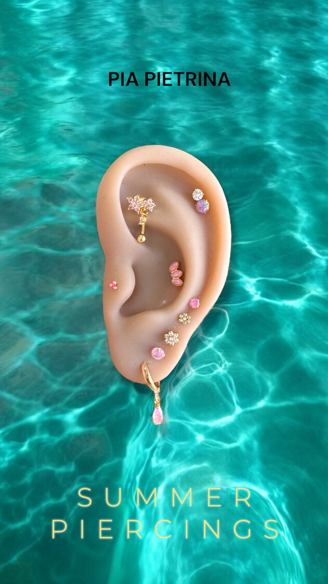Piercing corona de 3 opalo morado titanio