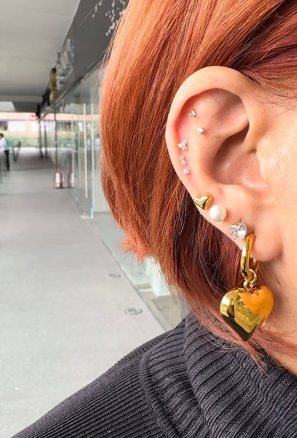 Golden heart earrings