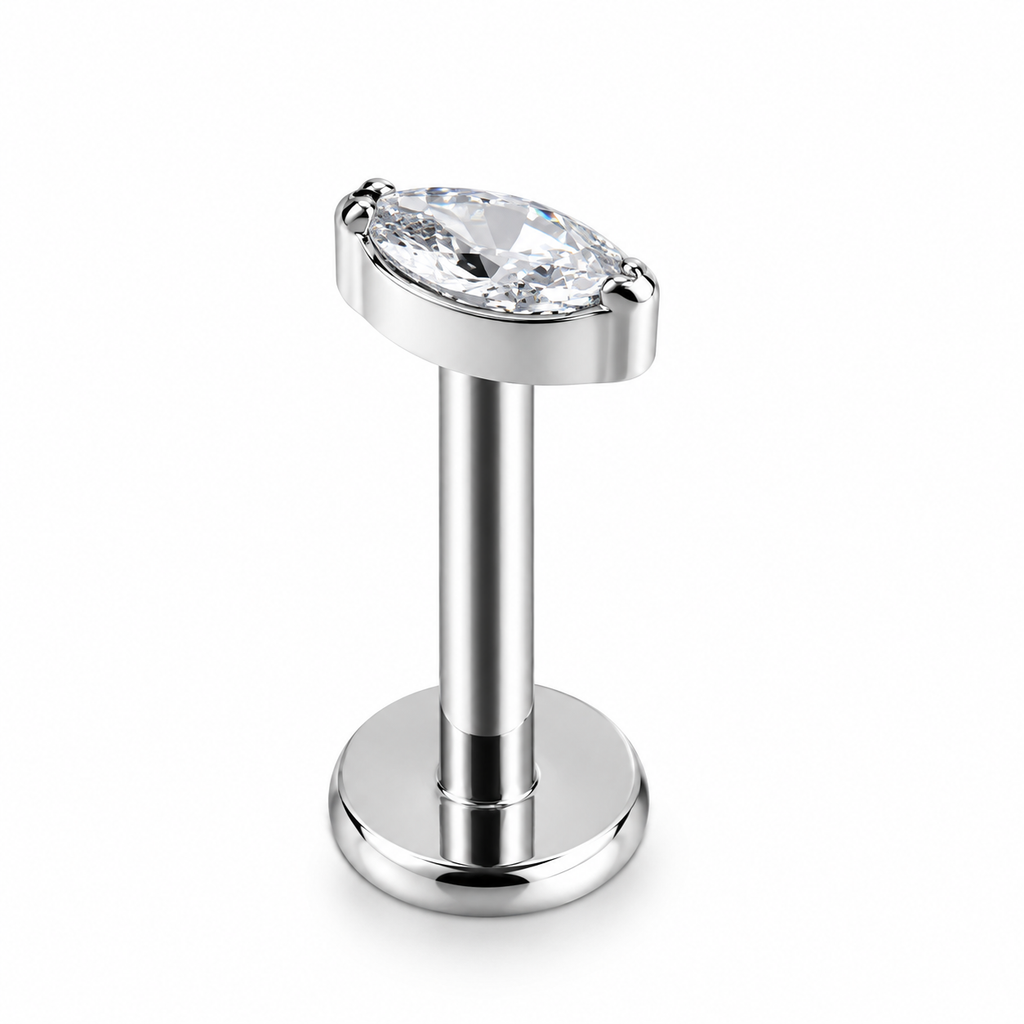 Piercing de ovalo blanco plateado titanio