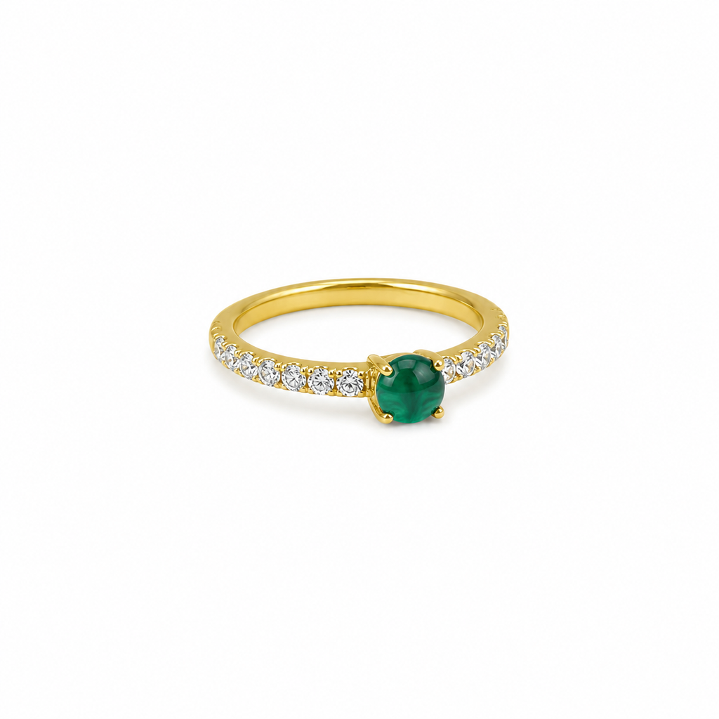 Arracada con circonias blancas y verde titanio