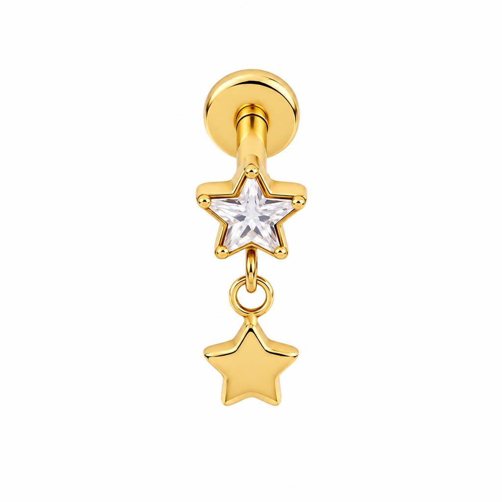 Piercing estrella circonia y colgante titanio