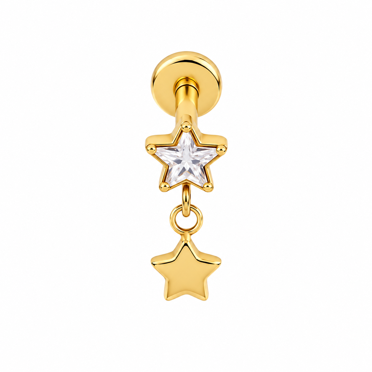 Piercing estrella circonia y colgante titanio