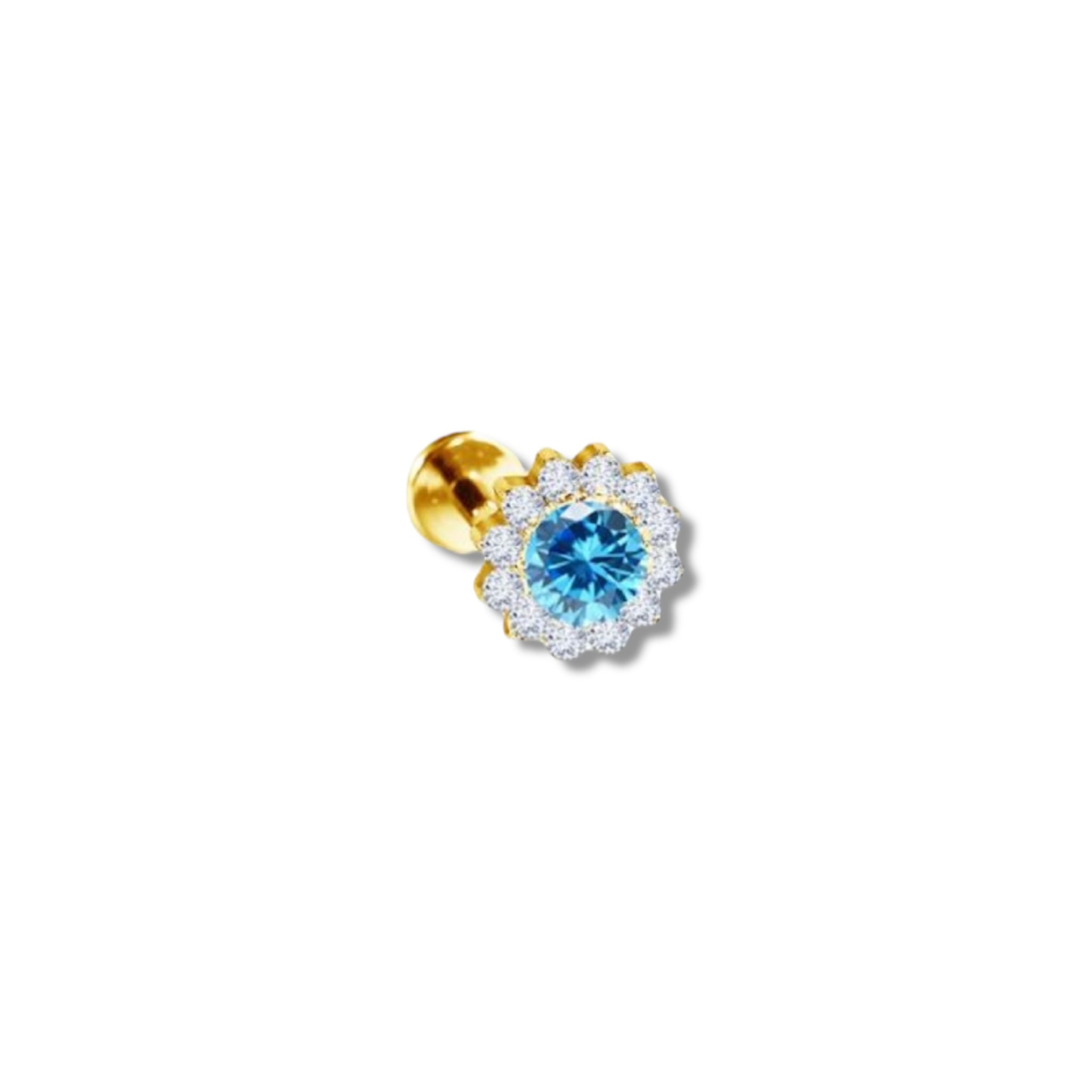 Piercing flor blanca y celeste titanio