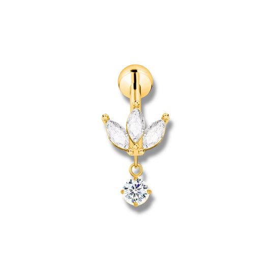 Piercing corona y circonia colgante titanio