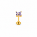 Piercing mini flor de 4 petalos morada titanio