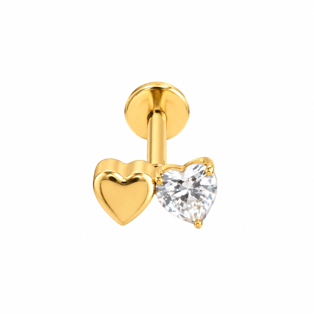 Piercing doble corazon titanio