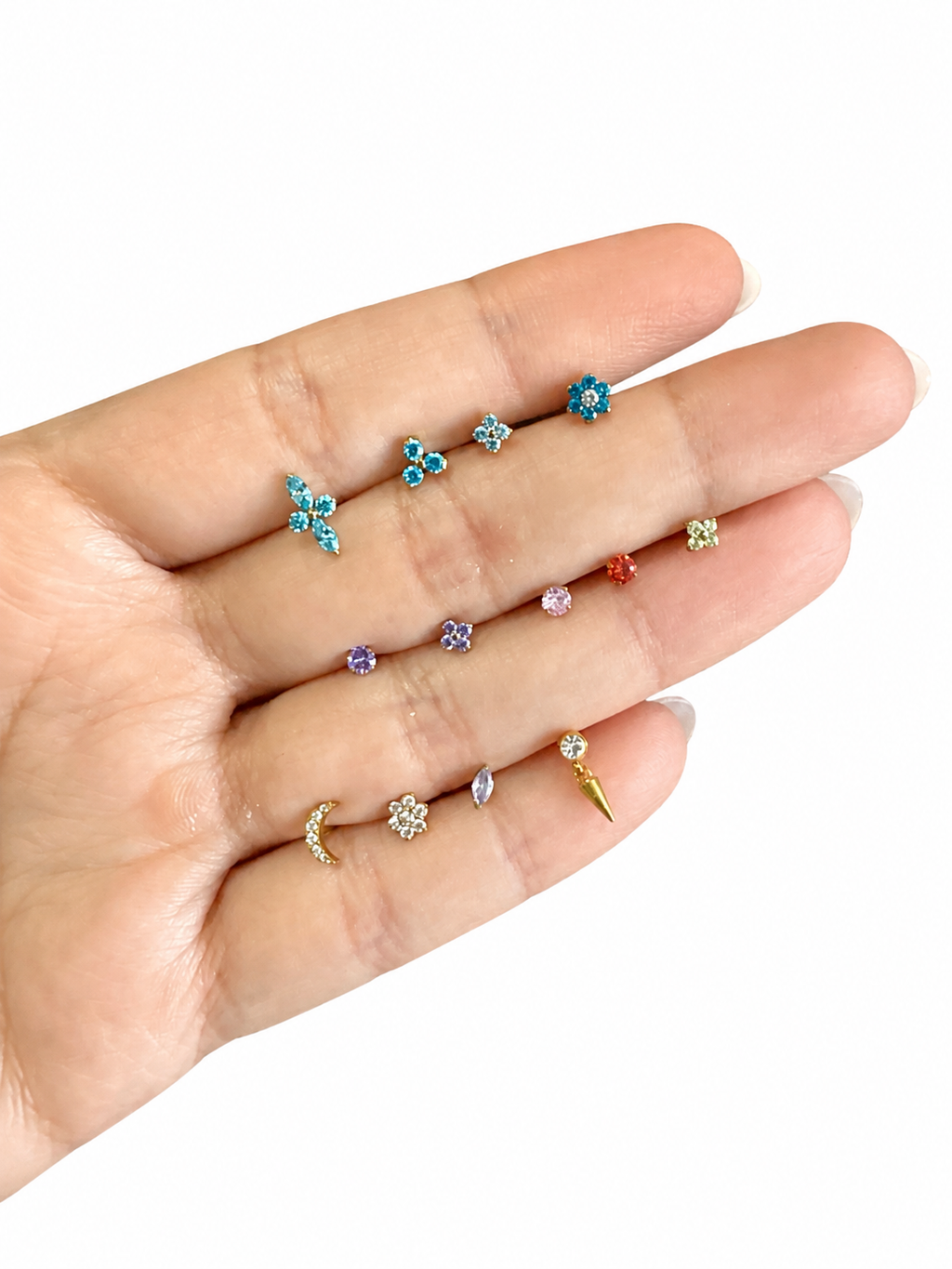 Piercing mini flor de 4 petalos morada titanio