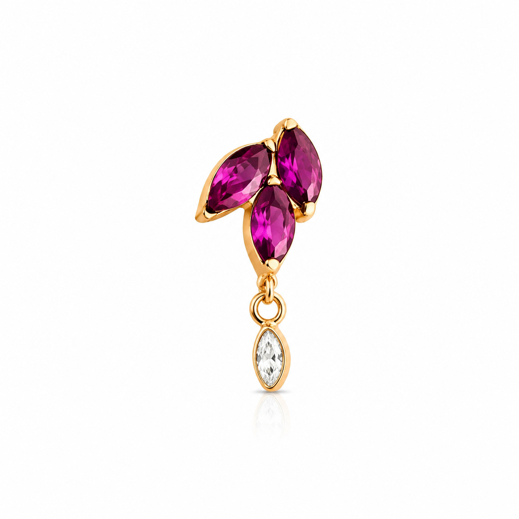 Piercing hojas fuscia titanio