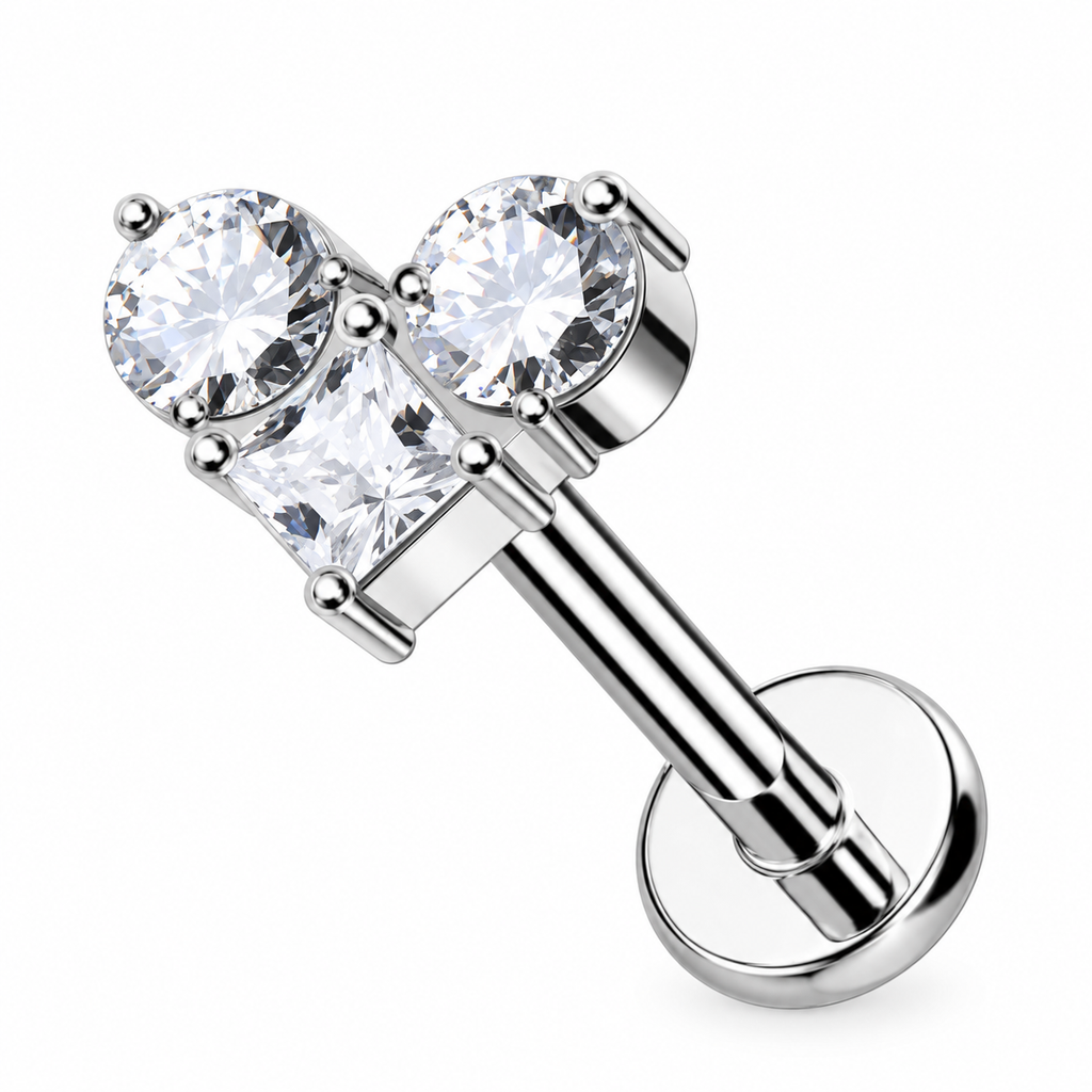 Piercing corazón zirconia plateado