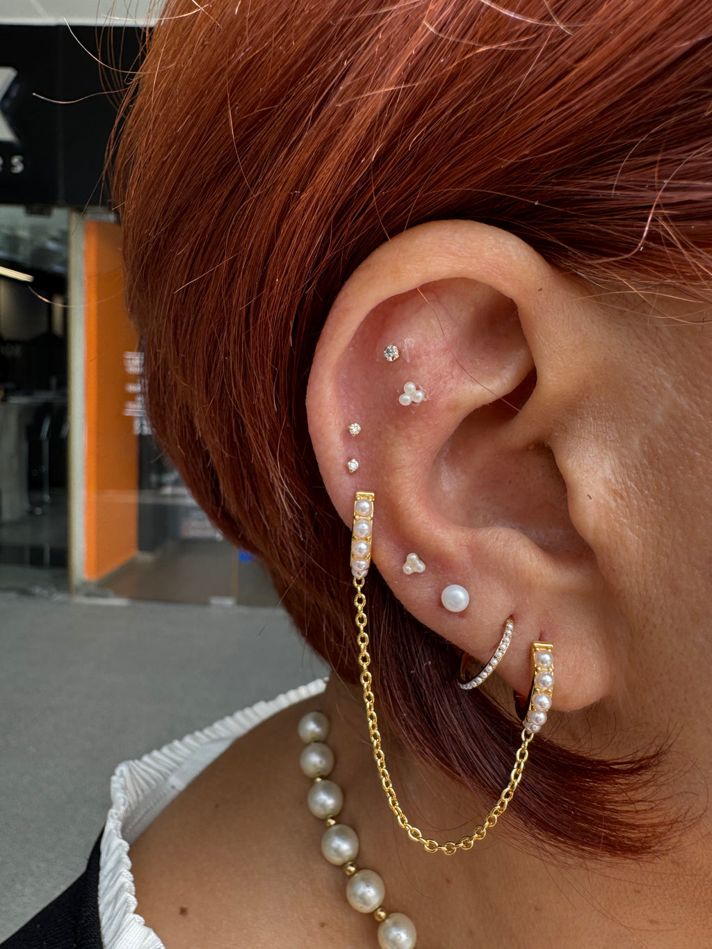 Doble hoop de perlas