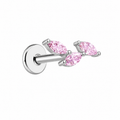 Piercing caminera ovalos rosa plateada titanio