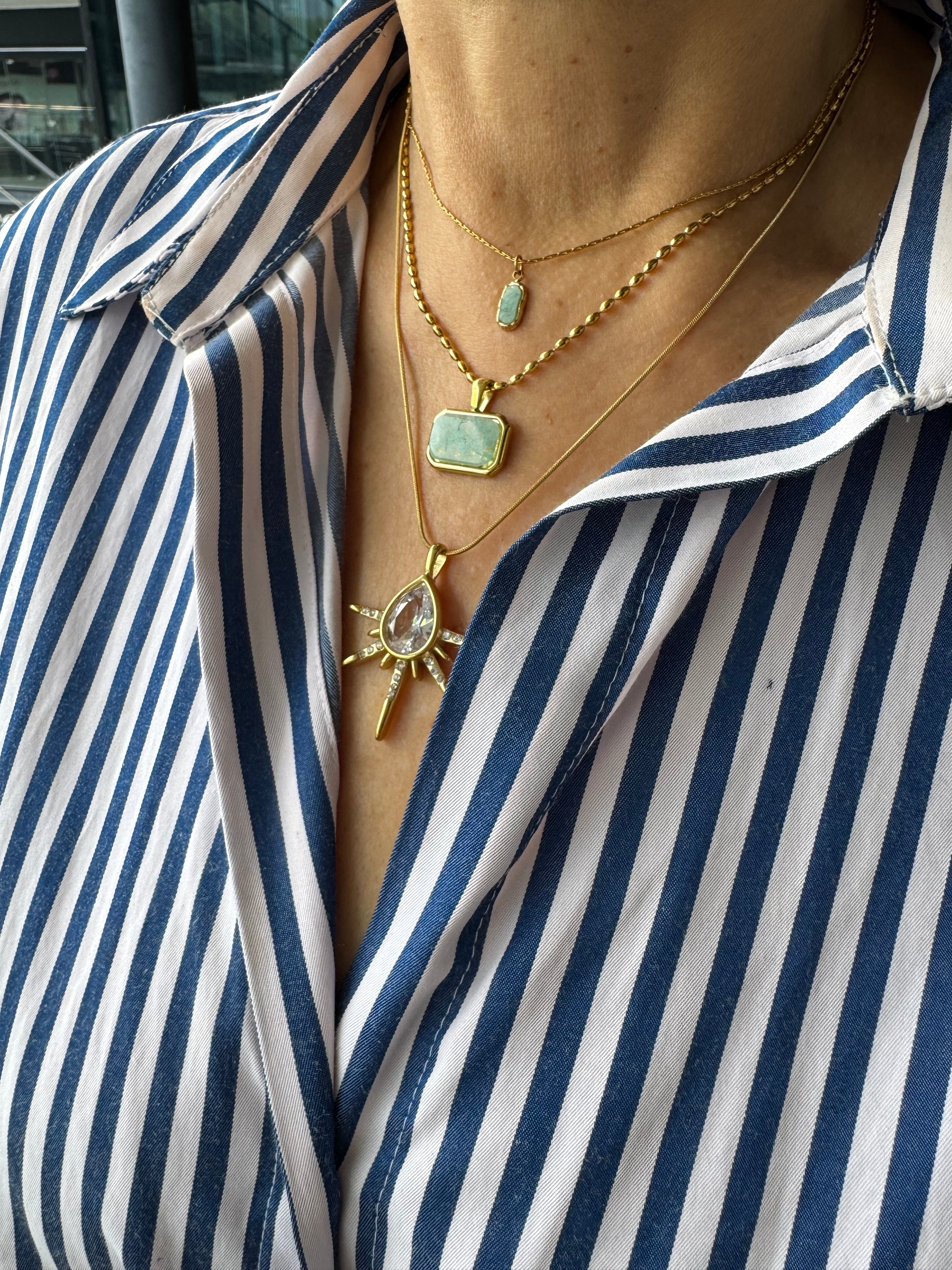 Collar mini rectángulo turquesa