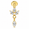 Piercing corona picuda con ovalo colgante titanio