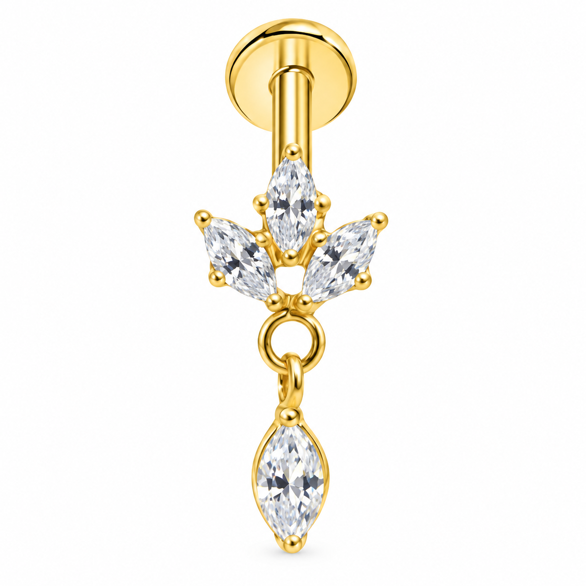 Piercing corona picuda con ovalo colgante titanio