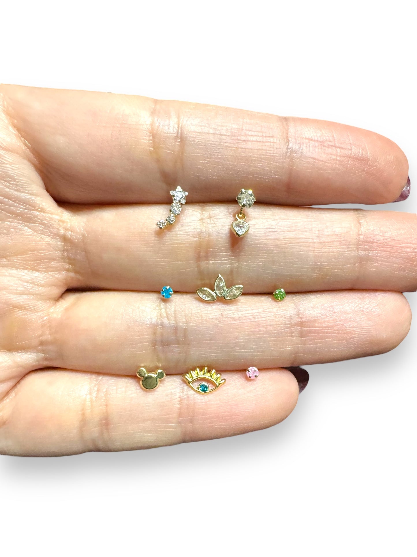 Piercing circonia turquesa 2mm oro 10k
