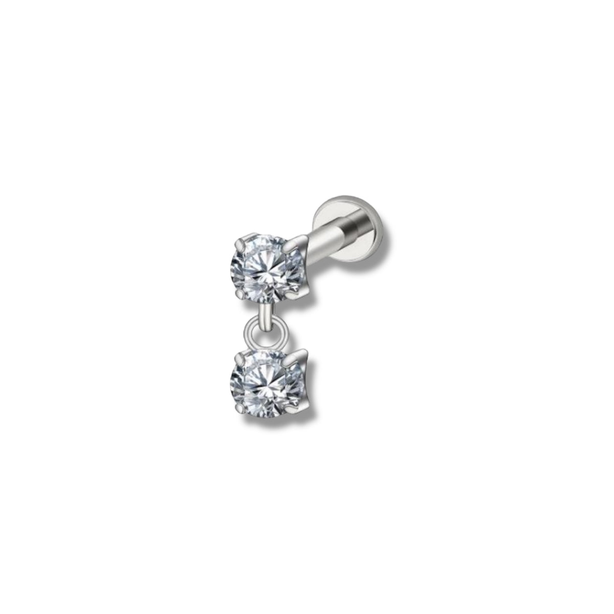 Piercing zirconia colgante plateado titanio