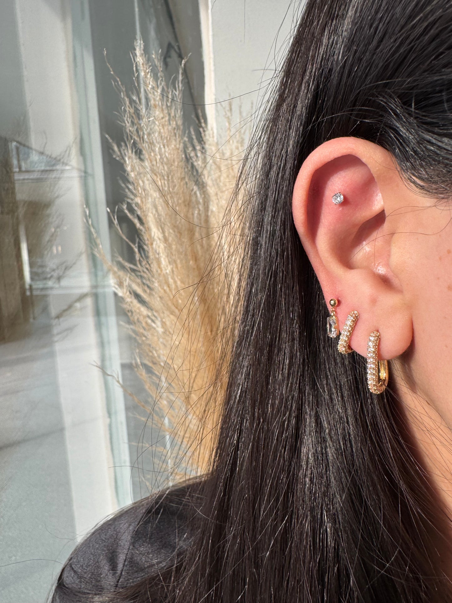 Piercing rectangulo colgante blanco