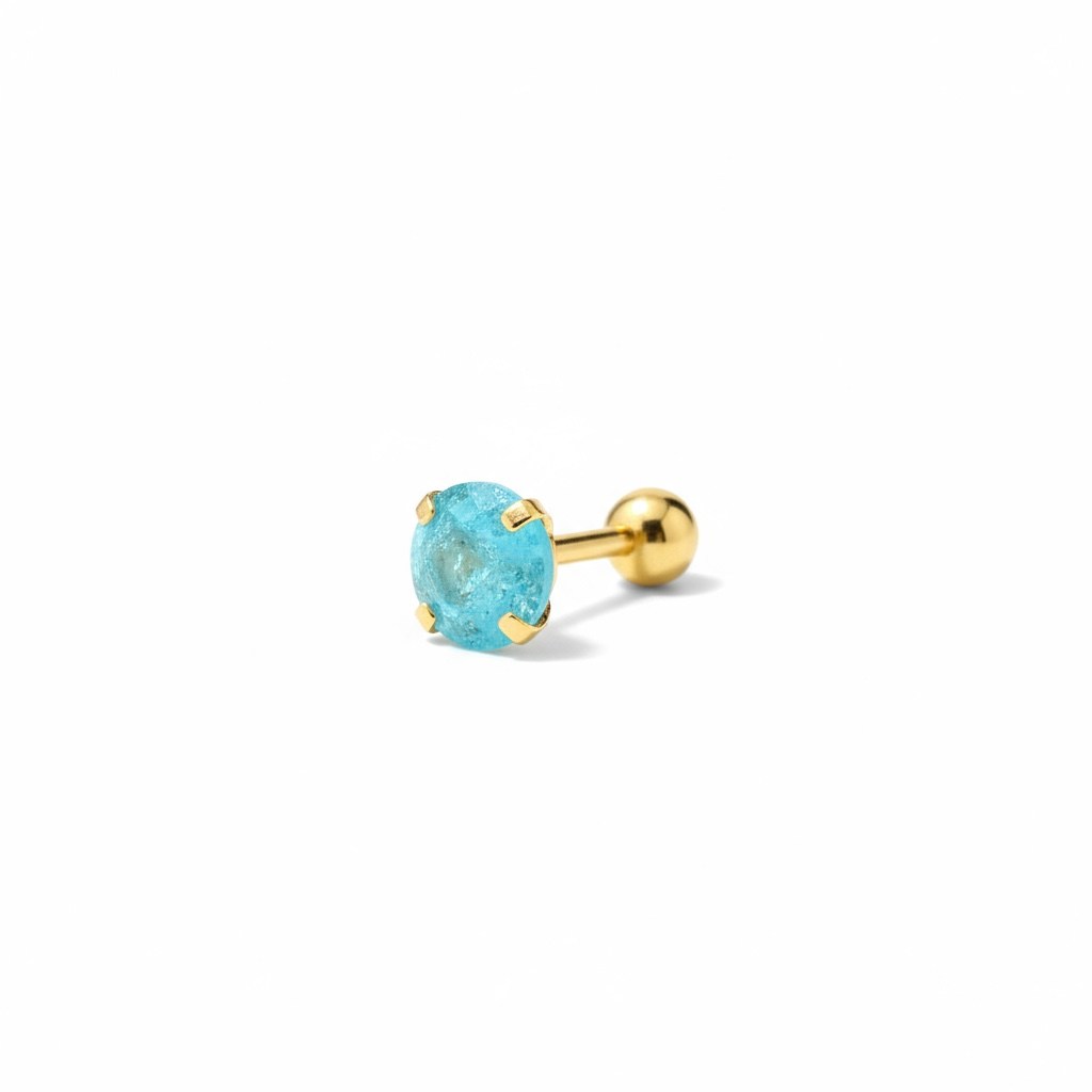 Piercing zirconia aqua 4mm oro 10k