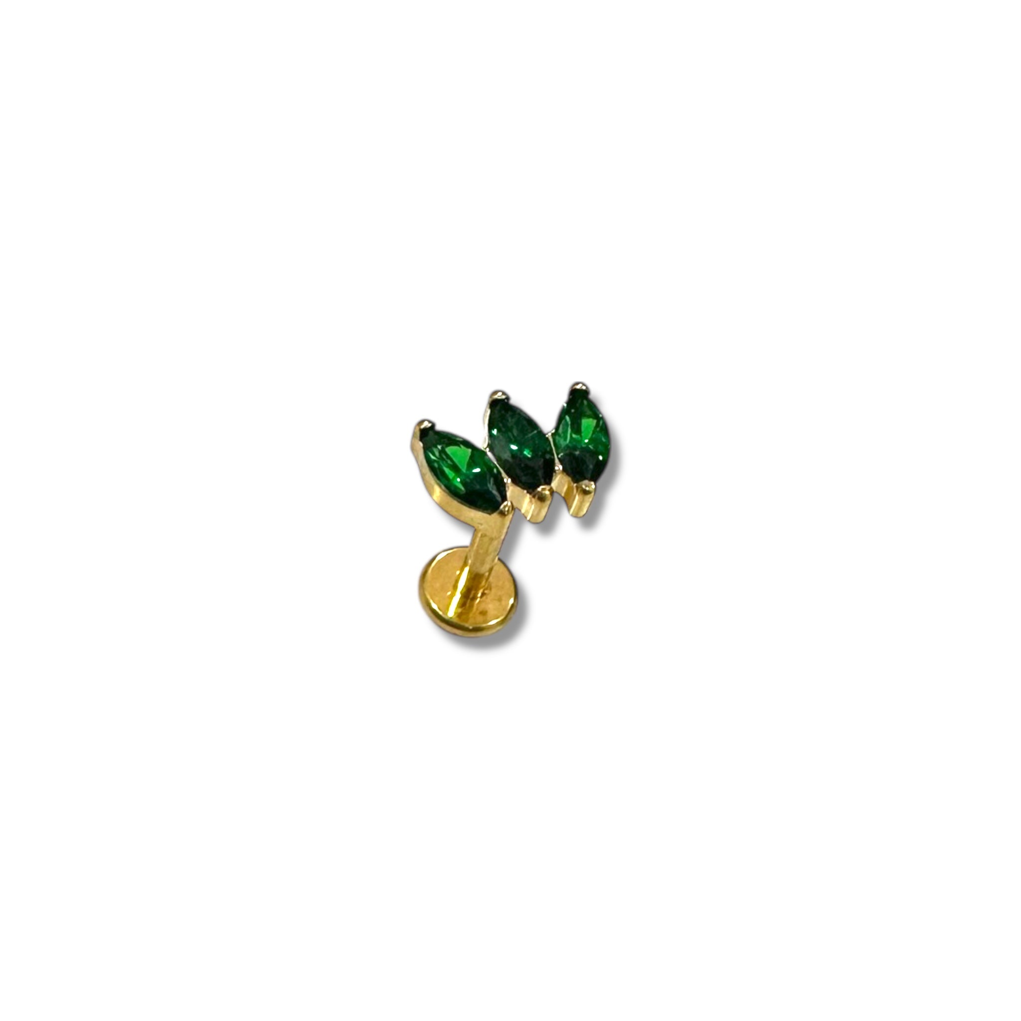 Piercing Corona de 3 verde titanio
