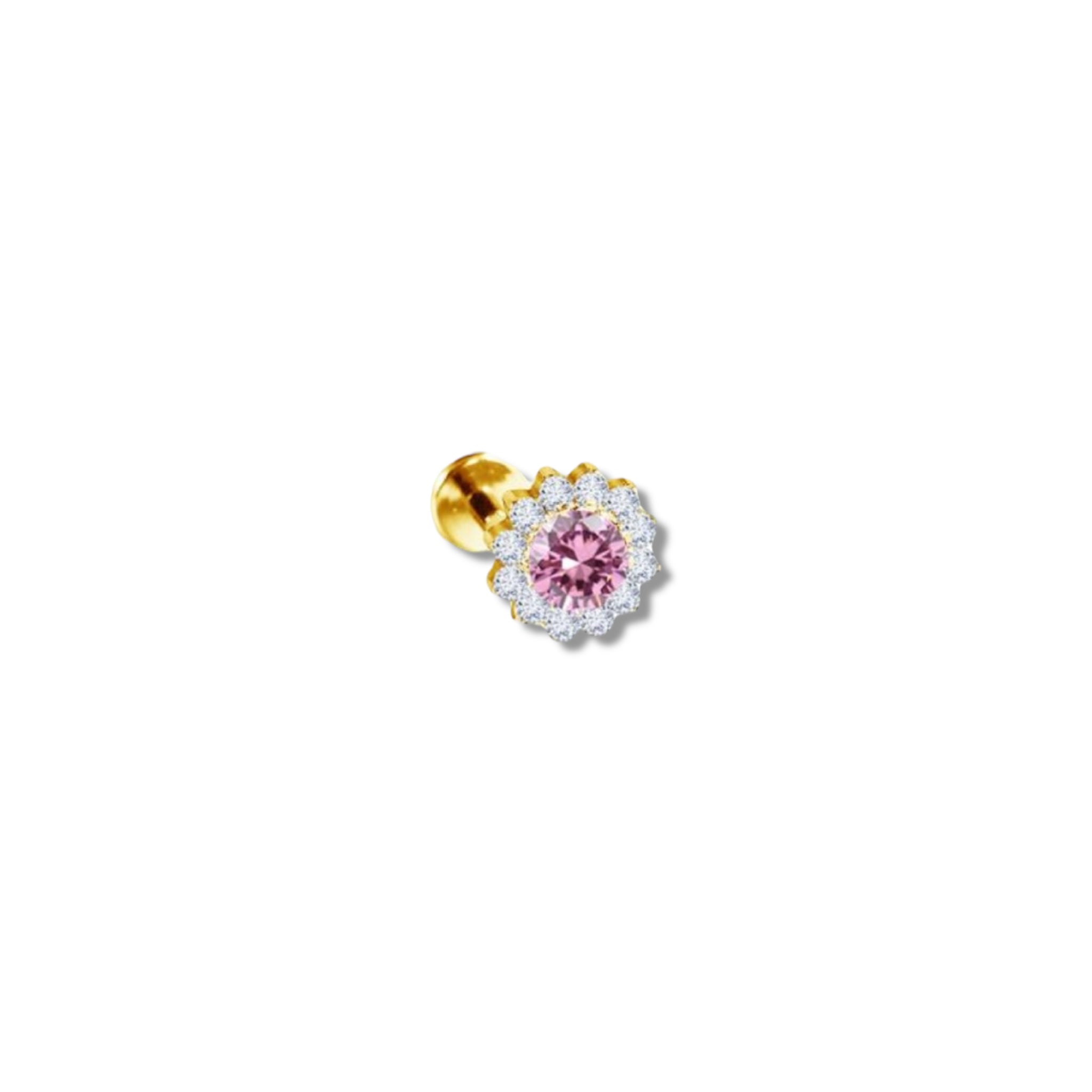 Piercing flor blanca y rosa titanio