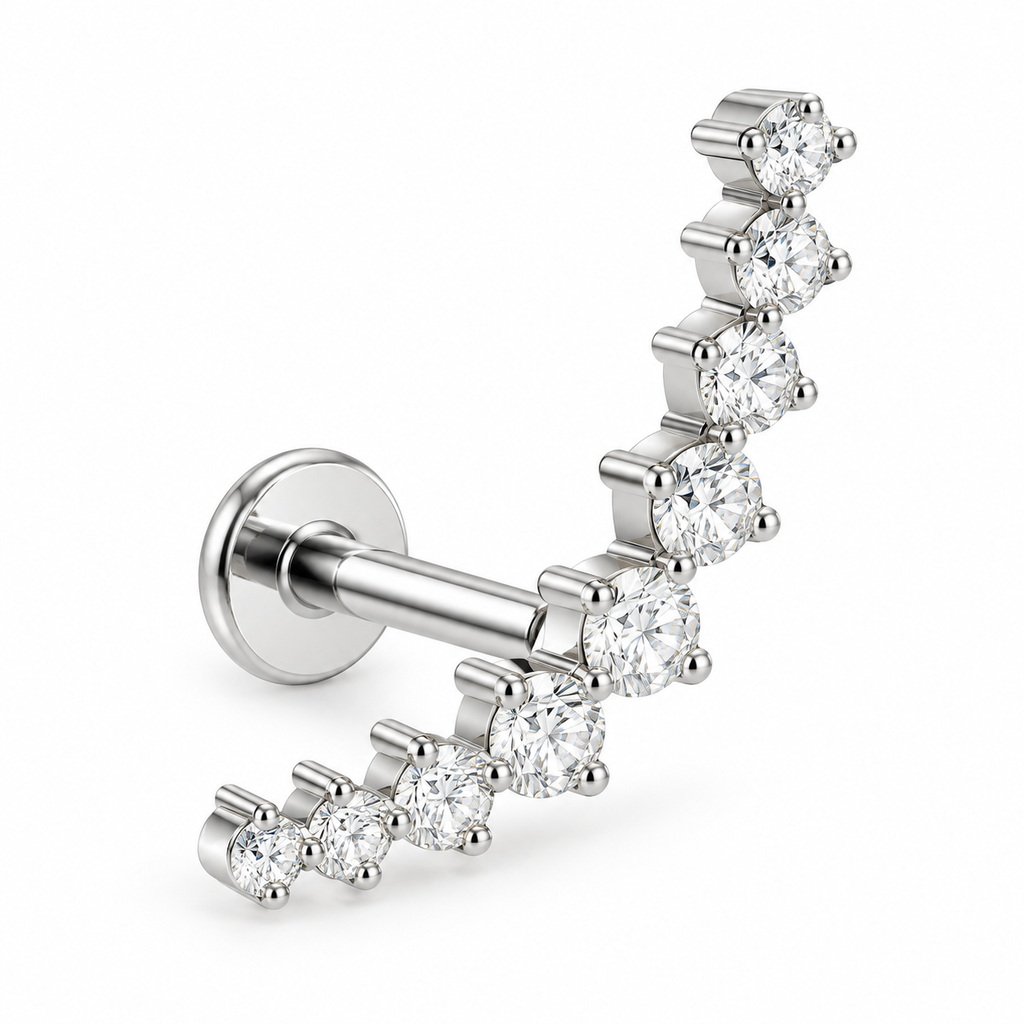 Piercing caminera larga plateada titanio
